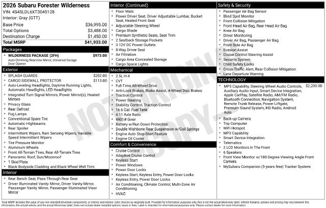Certified 2026 Subaru Forester Wilderness w/ Wilderness Package AWD/4WD image 24