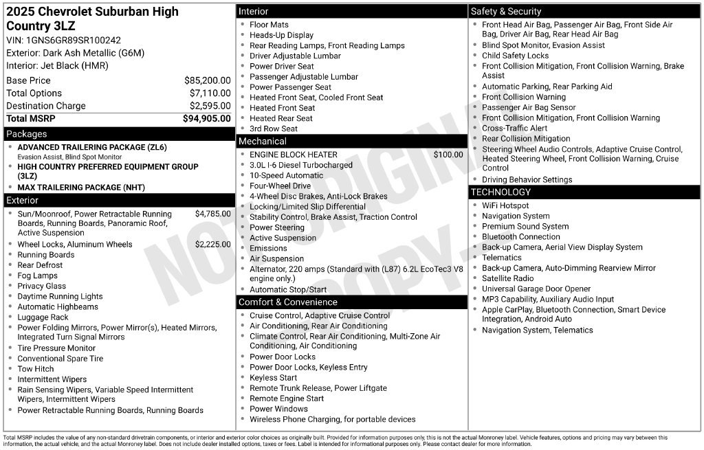 Used 2025 Chevrolet Suburban High Country AWD/4WD image 54