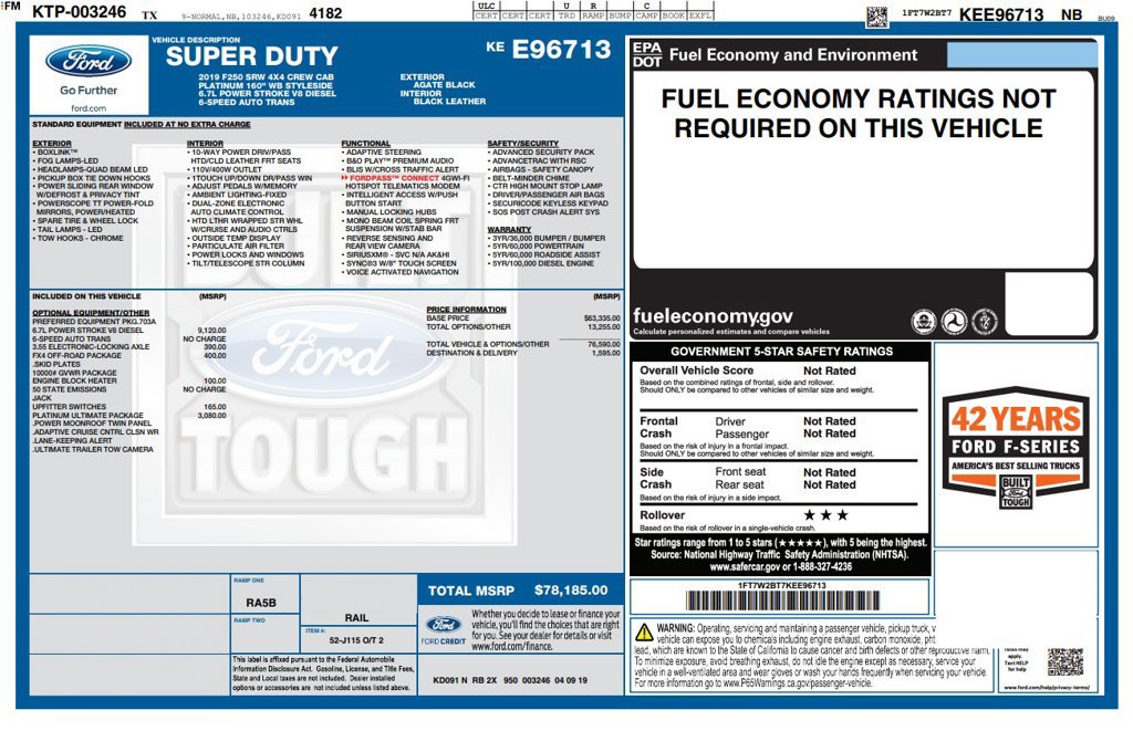 Used 2019 Ford F250 Platinum w/ Platinum Ultimate Package AWD/4WD image 5