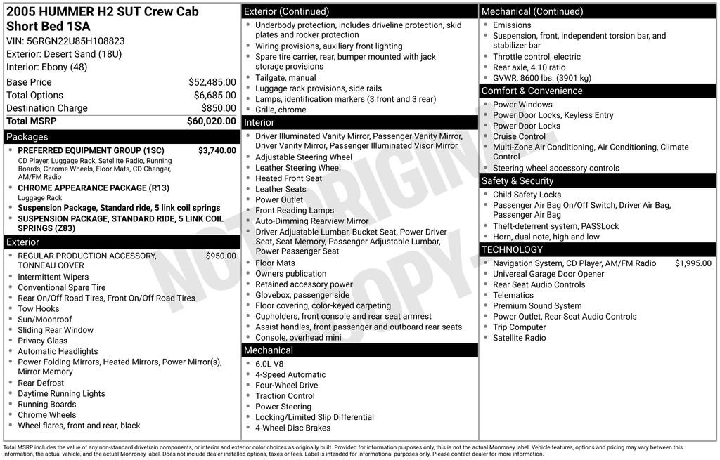 Used 2005 HUMMER H2 SUT w/ Preferred Equipment Group AWD/4WD image 6