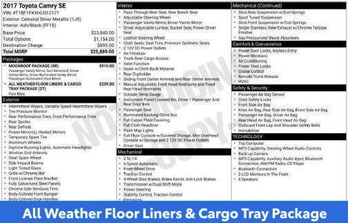 Used 2017 Toyota Camry SE w/ Moonroof Package FWD image 11