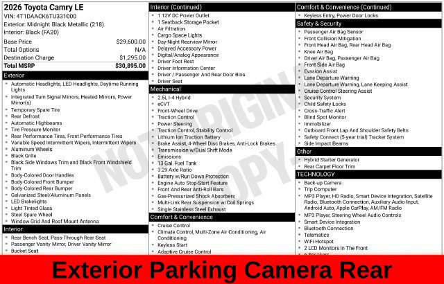 Used 2026 Toyota Camry LE FWD image 39