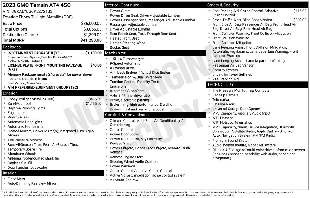 Used 2023 GMC Terrain AT4 w/ Infotainment Package II AWD/4WD image 17