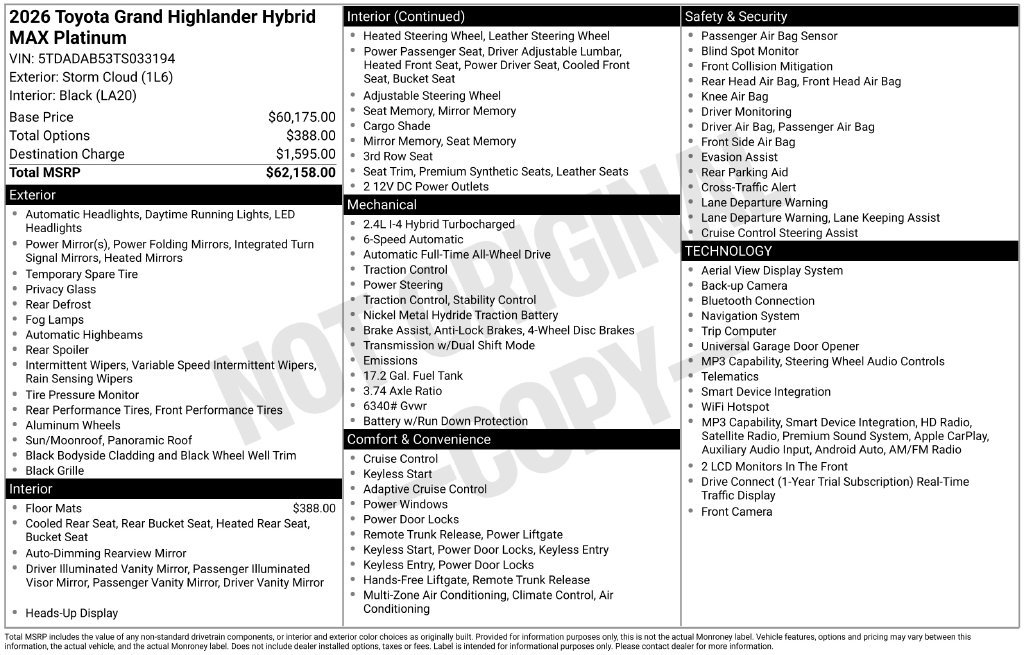 Used 2026 Toyota Grand Highlander AWD Hybrid image 40