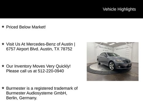 Used 2012 Lexus IS 350C w/ Luxury Pkg RWD image 6