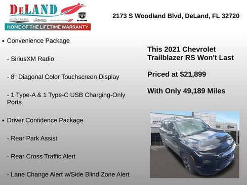 Used 2021 Chevrolet TrailBlazer RS w/ Sun and Liftgate Package AWD/4WD image 4