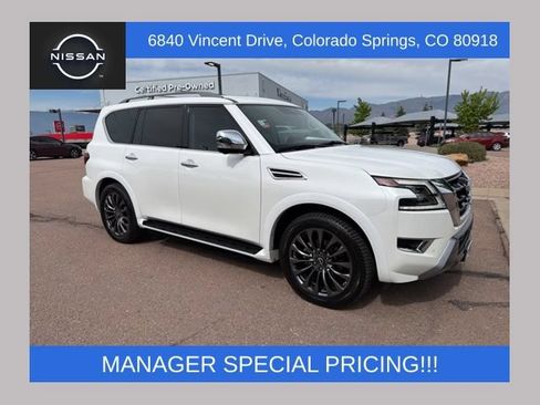 Certified 2023 Nissan Armada Platinum w/ Captain's Chairs Package AWD/4WD image 1