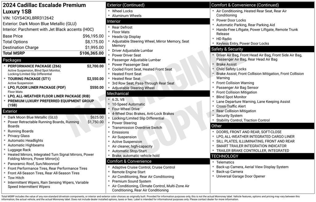 Certified 2024 Cadillac Escalade Premium Luxury w/ Performance Package AWD/4WD image 39