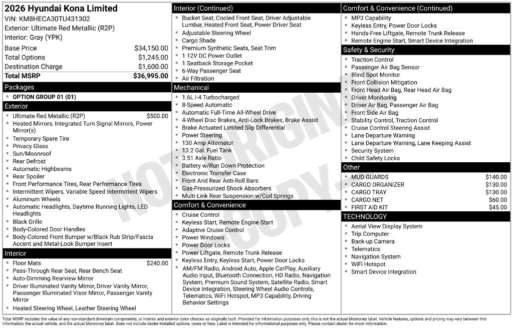 New 2026 Hyundai Kona Limited AWD/4WD image 25