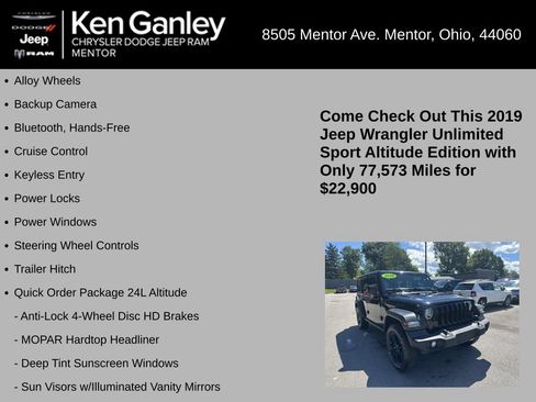Used 2019 Jeep Wrangler Unlimited Sport AWD/4WD image 5