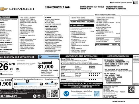 New 2026 Chevrolet Equinox LT w/ Convenience Package II AWD/4WD image 2