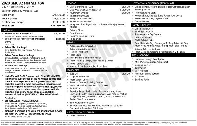 Used 2020 GMC Acadia SLT w/ Premium Package FWD image 20