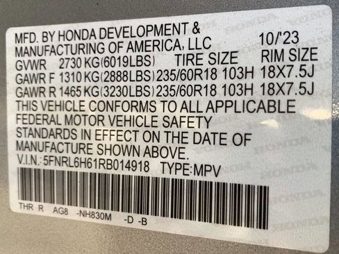 Certified 2024 Honda Odyssey EX-L image 49