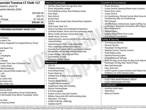 Used 2020 Chevrolet Traverse LT image 31