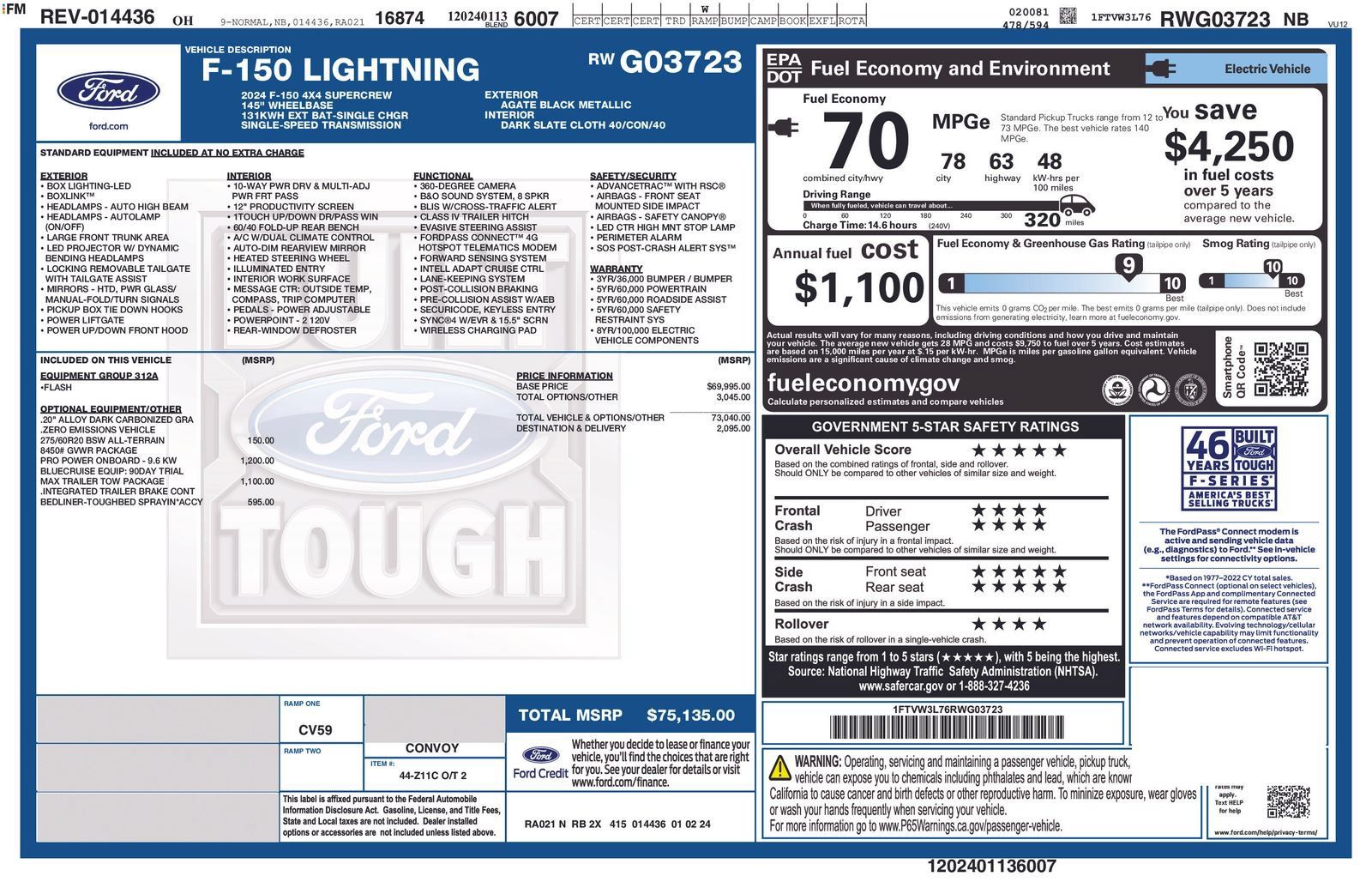 Used 2024 Ford F150 Lightning Flash w/ Max Trailer Tow Package AWD/4WD image 2