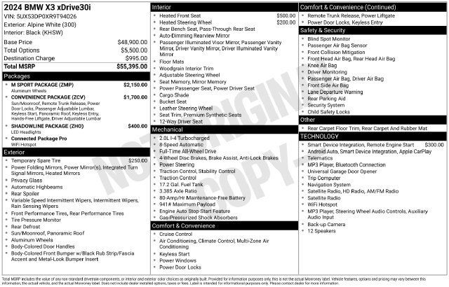Certified 2024 BMW X3 xDrive30i w/ M Sport Package AWD/4WD image 40