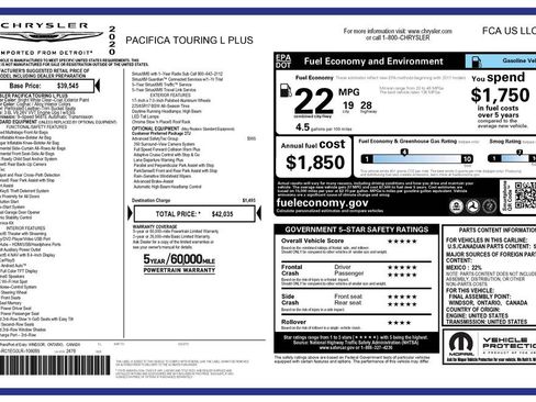 Used 2020 Chrysler Pacifica Touring-L Plus w/ Advanced Safetytec Group FWD image 5