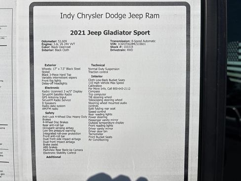 Used 2021 Jeep Gladiator Sport AWD/4WD image 24
