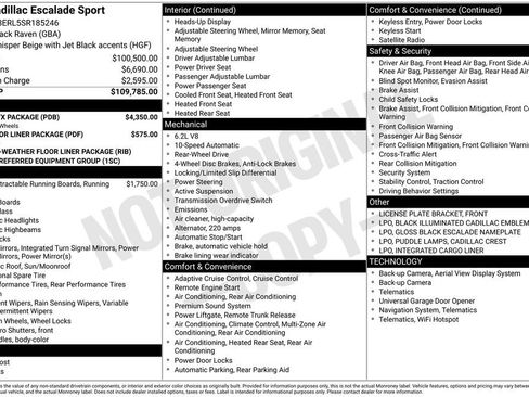 Used 2025 Cadillac Escalade Sport w/ LPO, ONYX Package RWD image 5