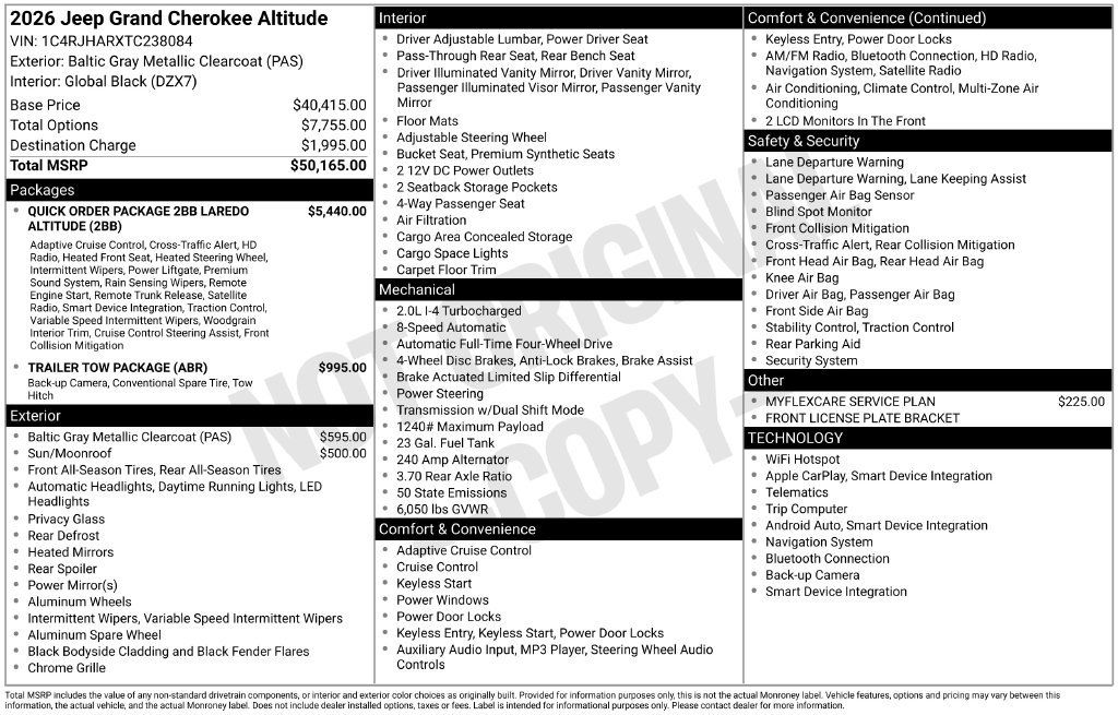 New 2026 Jeep Grand Cherokee Altitude AWD/4WD image 6