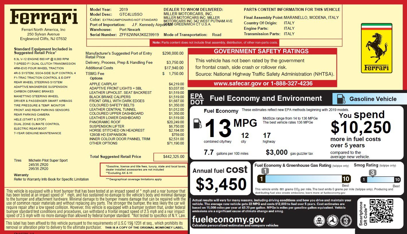 Certified 2019 Ferrari GTC4Lusso AWD/4WD image 2