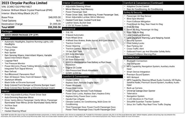 Used 2023 Chrysler Pacifica Limited FWD image 2