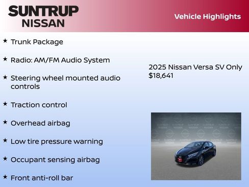 New 2025 Nissan Versa SV w/ Trunk Package image 8