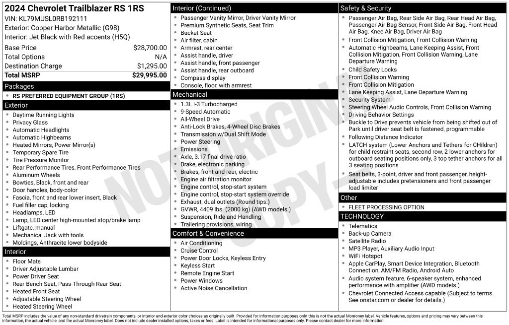 Used 2024 Chevrolet TrailBlazer RS AWD/4WD image 6