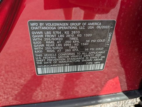 Certified 2022 Volkswagen Atlas SE w/ Panoramic Sunroof Package FWD image 35