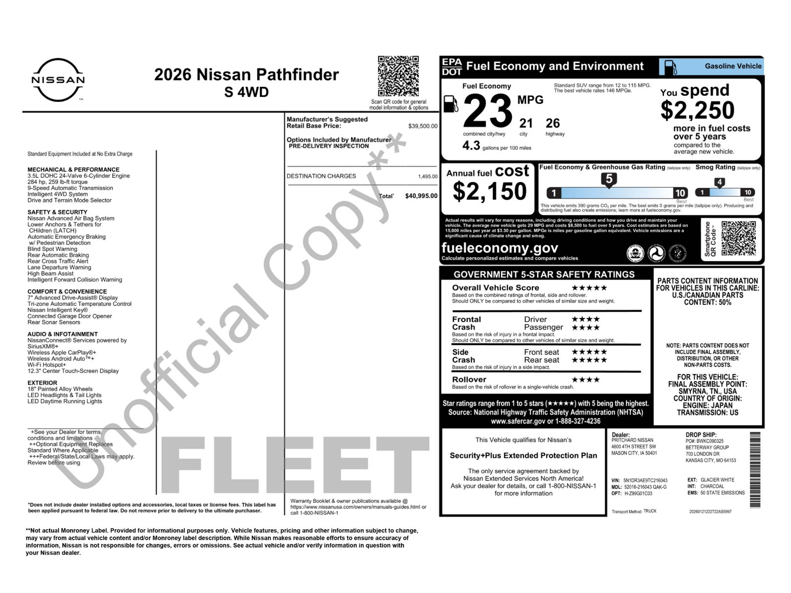 Used 2026 Nissan Pathfinder S AWD/4WD image 2