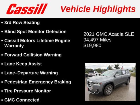 Used 2021 GMC Acadia SLE FWD image 3