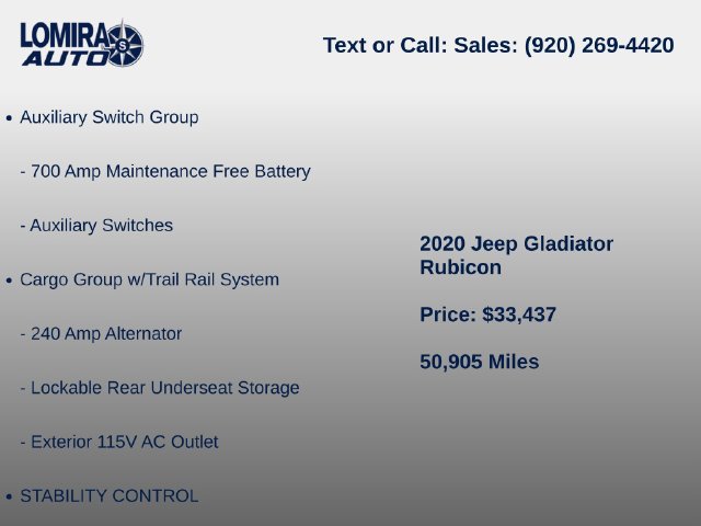Used 2020 Jeep Gladiator Rubicon w/ Uconnect 4C Nav & Sound Group AWD/4WD image 10