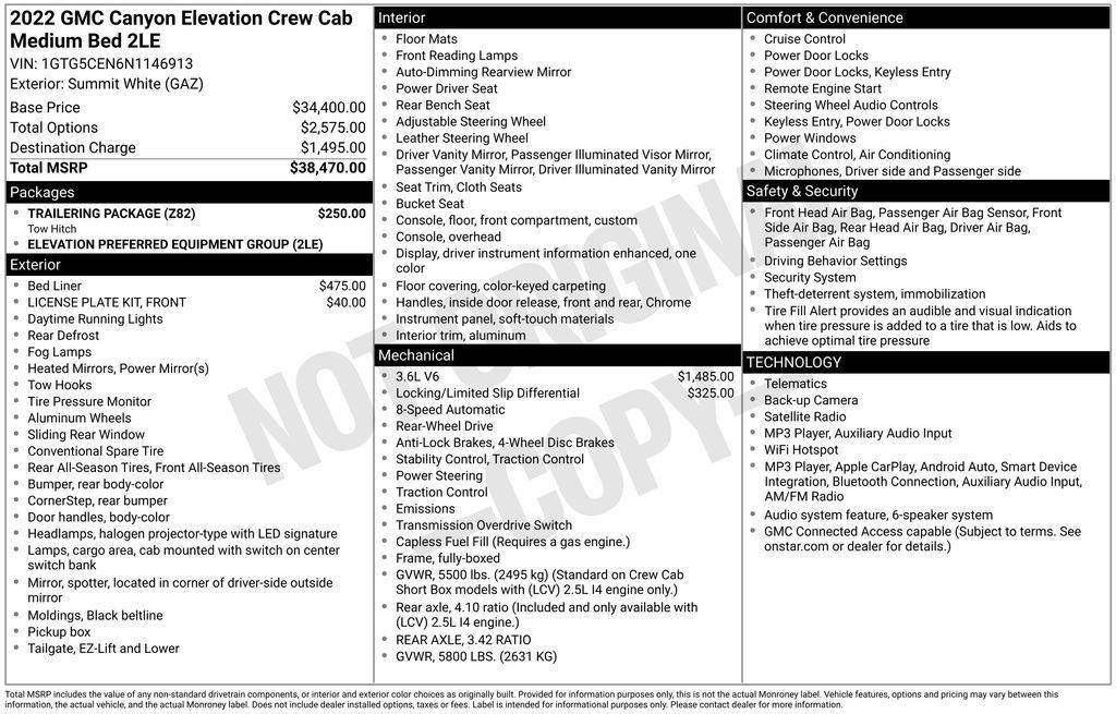 Used 2022 GMC Canyon Elevation w/ Trailering Package RWD image 54