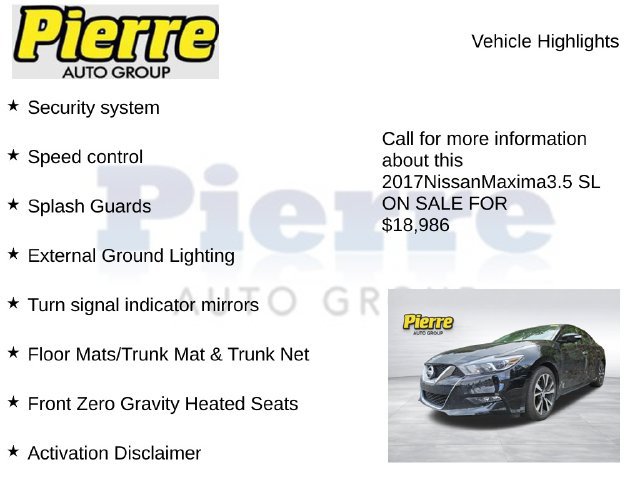 Used 2017 Nissan Maxima 3.5 SL w/ Interior Lighting Package FWD image 11
