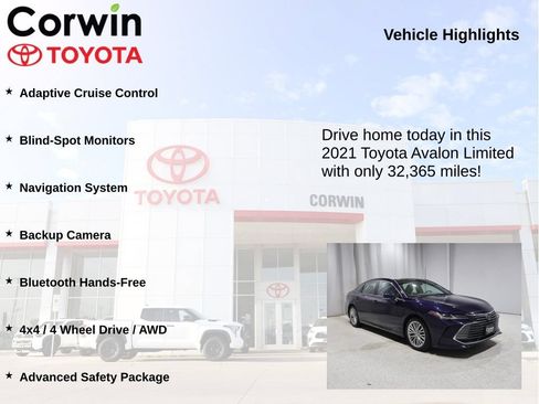 Used 2021 Toyota Avalon Limited w/ Advanced Safety Package AWD/4WD image 6