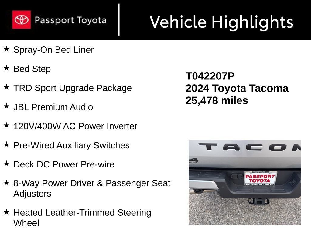 Certified 2024 Toyota Tacoma TRD Sport w/ TRD Sport Upgrade Package AWD/4WD image 14