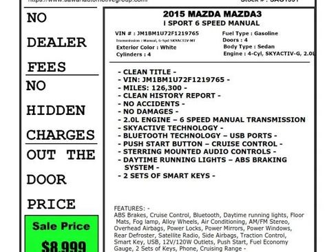 Used 2015 MAZDA MAZDA3 i Sport FWD image 21