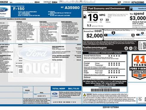 Used 2019 Ford F150 Platinum w/ Equipment Group 701A Luxury AWD/4WD image 3