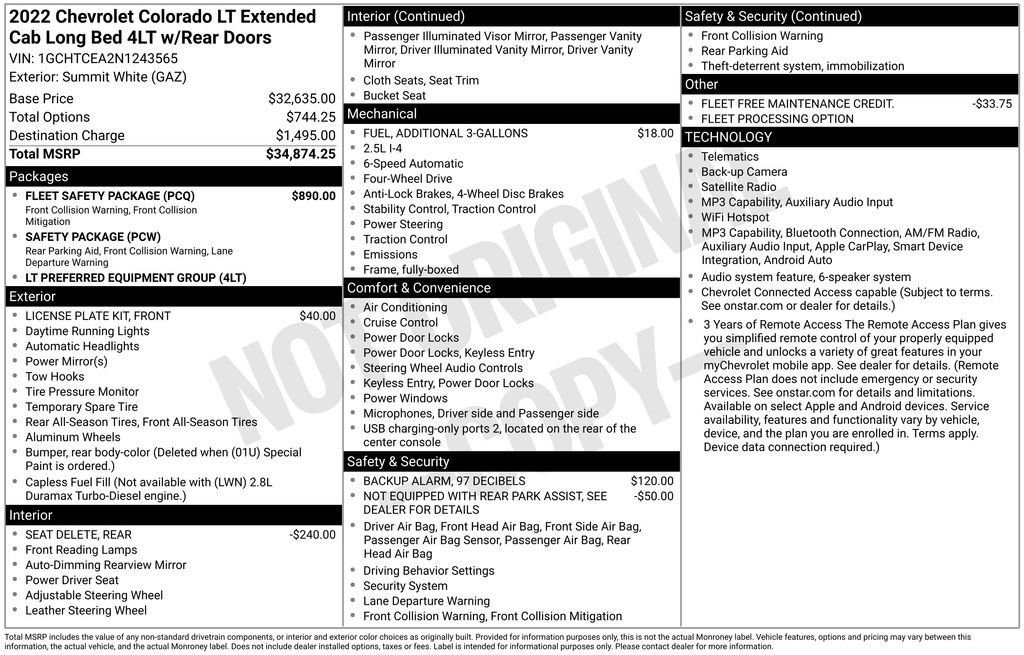 Used 2022 Chevrolet Colorado LT w/ Fleet Safety Package AWD/4WD image 17