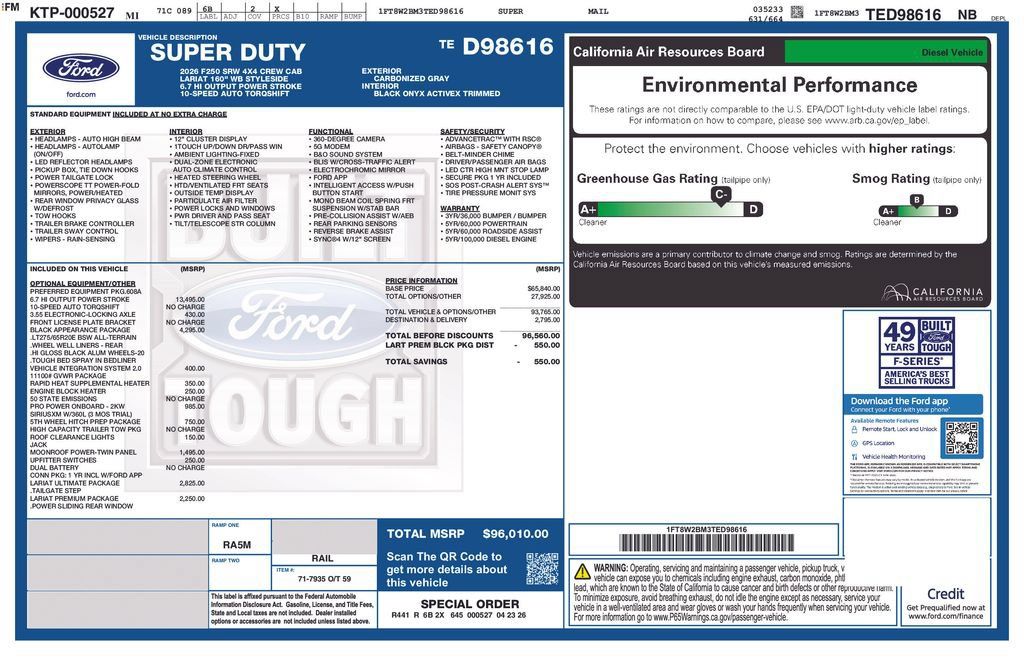 New 2026 Ford F250 Lariat w/ Black Appearance Package AWD/4WD image 2