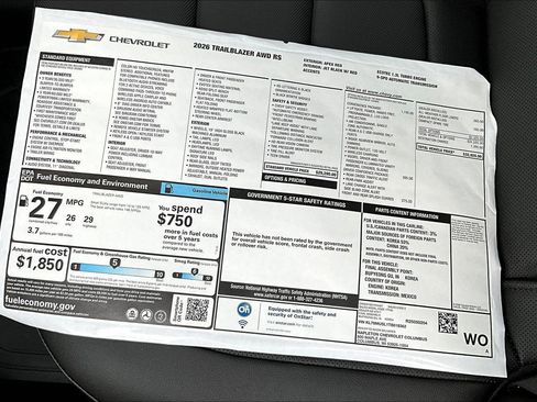 New 2026 Chevrolet TrailBlazer RS w/ Convenience Package image 14