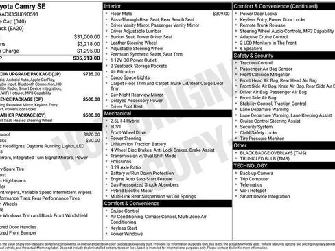 Used 2025 Toyota Camry SE w/ Multimedia Upgrade Package FWD image 39