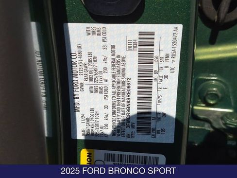Certified 2025 Ford Bronco Sport Big Bend w/ Convenience Package AWD/4WD image 30