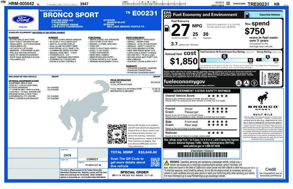 Used 2026 Ford Bronco Sport Big Bend AWD/4WD image 19