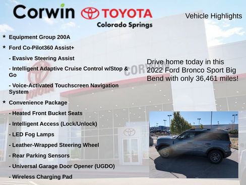 Used 2022 Ford Bronco Sport Big Bend w/ Convenience Package AWD/4WD image 6