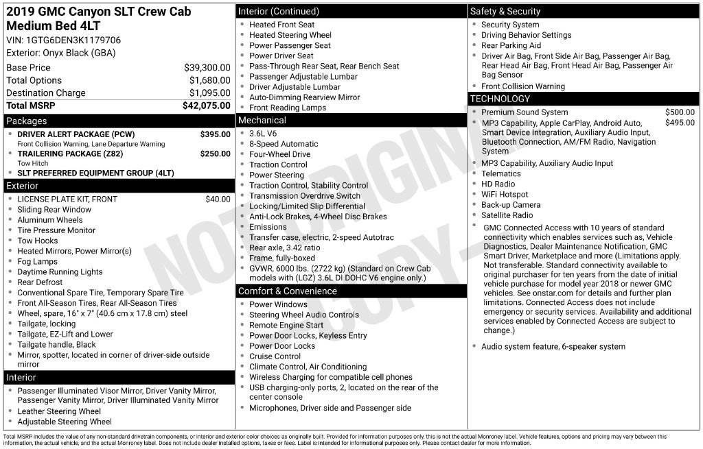 Used 2019 GMC Canyon SLT w/ Driver Alert Package AWD/4WD image 6