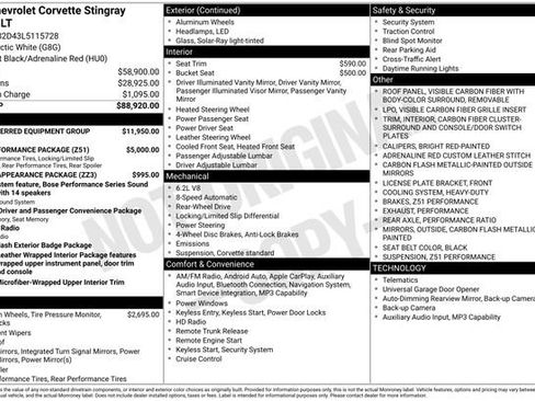 Certified 2020 Chevrolet Corvette Stingray Premium Cpe w/ 3LT Preferred Equipment Group image 39