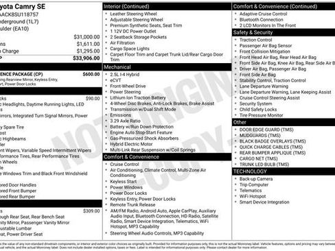 Used 2025 Toyota Camry SE w/ Convenience Package FWD image 37