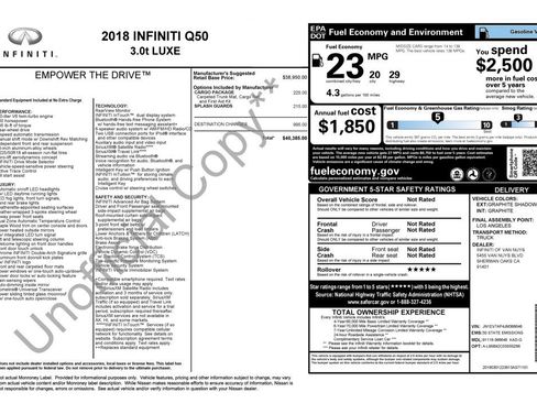Used 2018 INFINITI Q50 Luxe w/ Cargo Package (L95) image 5