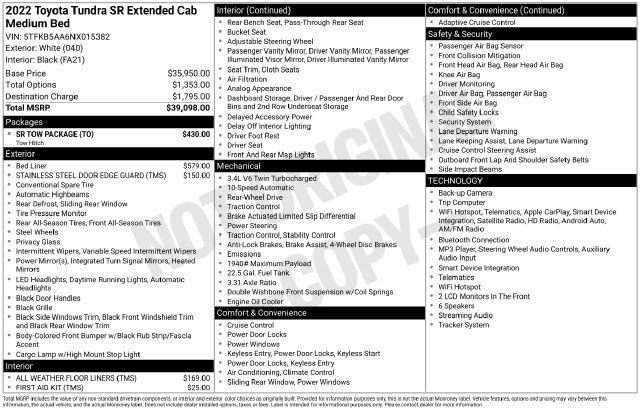 Used 2022 Toyota Tundra SR w/ SR Tow Package RWD image 4